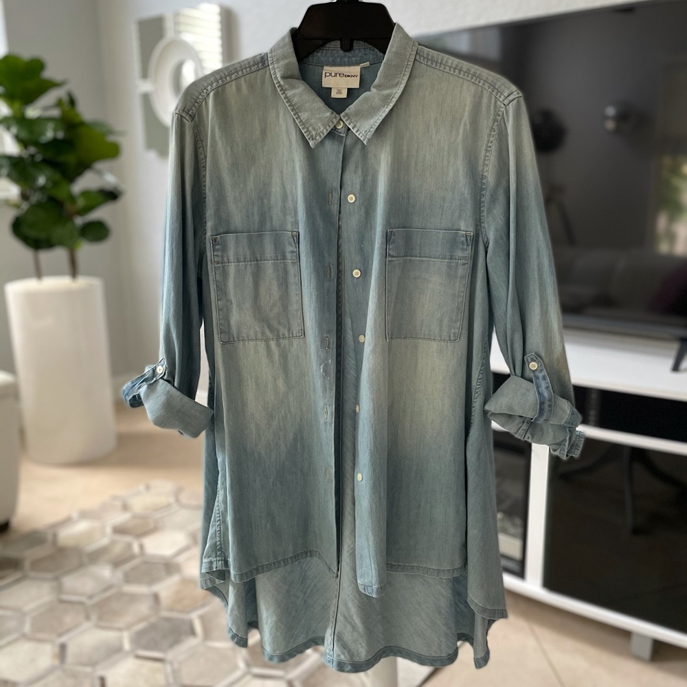 PURE DKNY WAHSED DENIM BUTTON DOWN SHIRT/JACKET